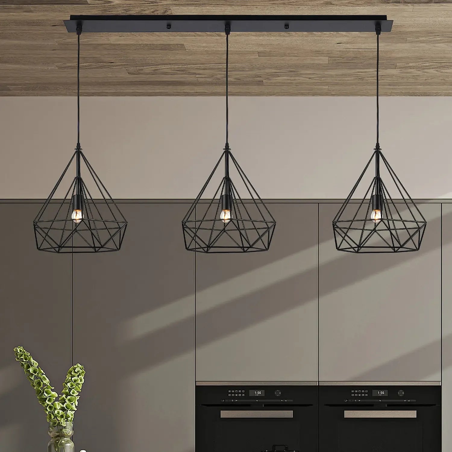 Lámpara de techo industrial 3 luces | Diseño lineal - DekoArte