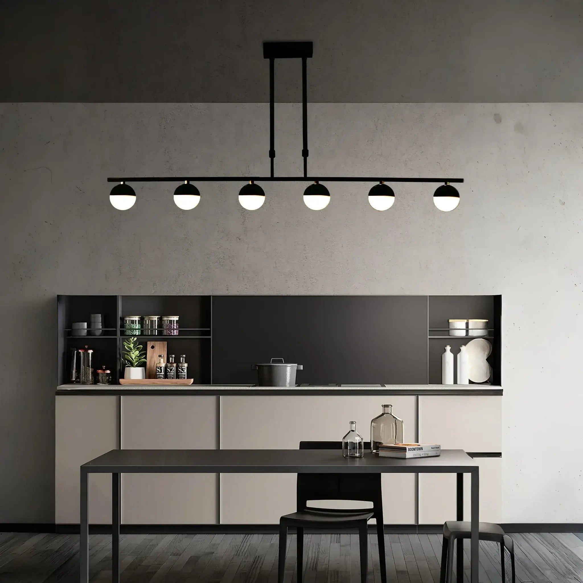 Lámpara de techo LED de 6 luces 5W Color Negro | Estructura Lineal - DekoArte