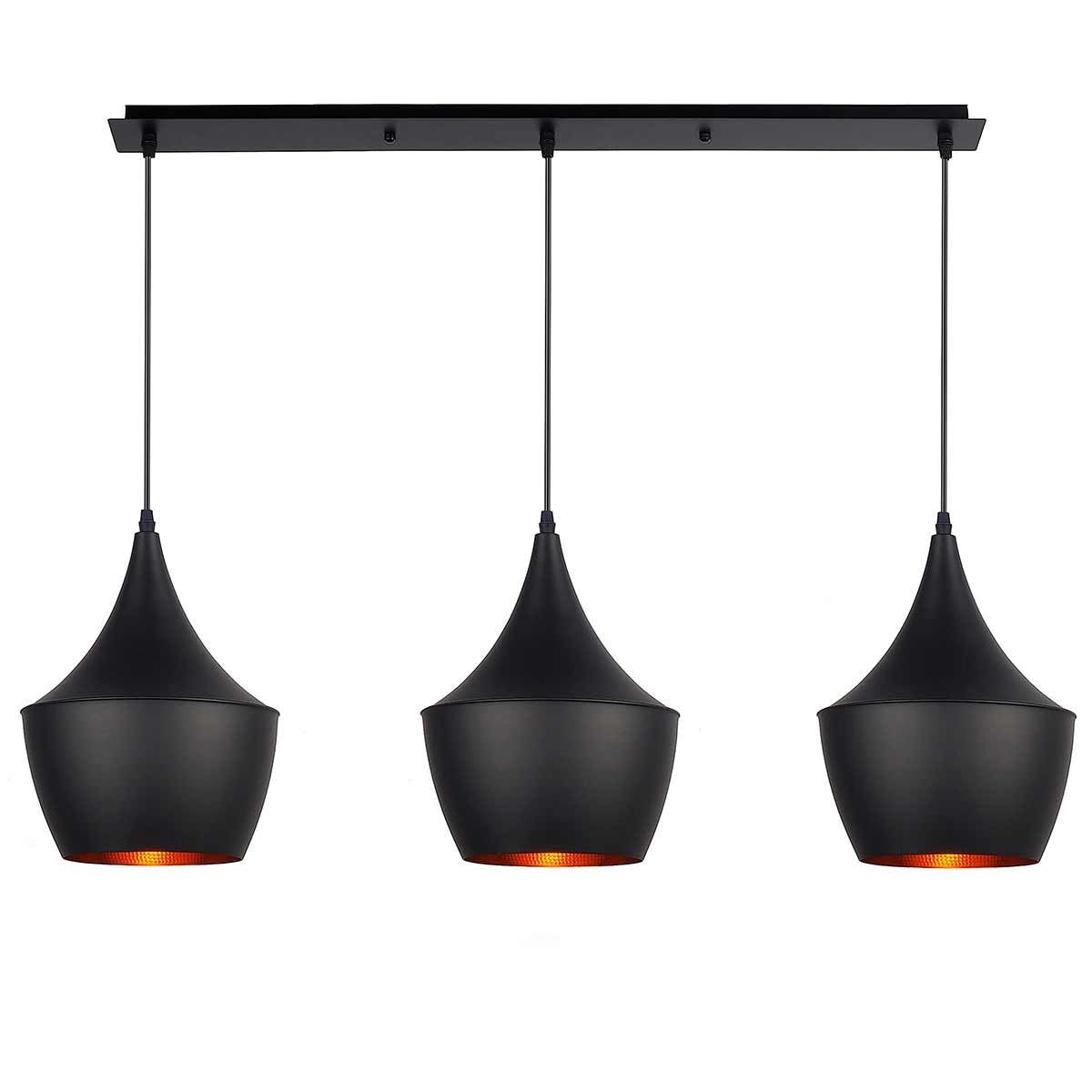 Lámpara de techo lineal Negra 3 luces | Estilo campana - DekoArte