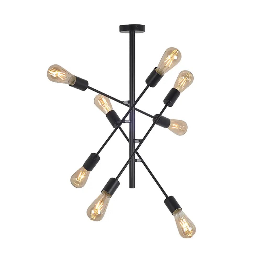 Lámpara de techo moderna de hierro negro 8 bombillas - DekoArte