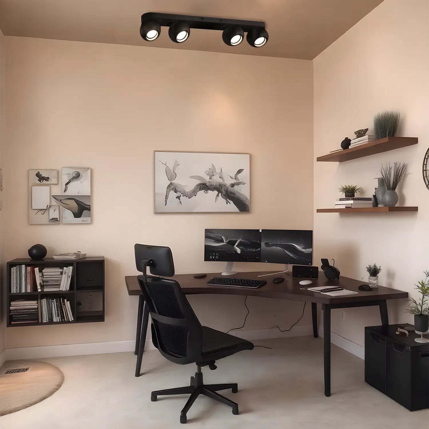 Lámpara Estilo Plafón Moderno, Color Negro, A+ - DekoArte