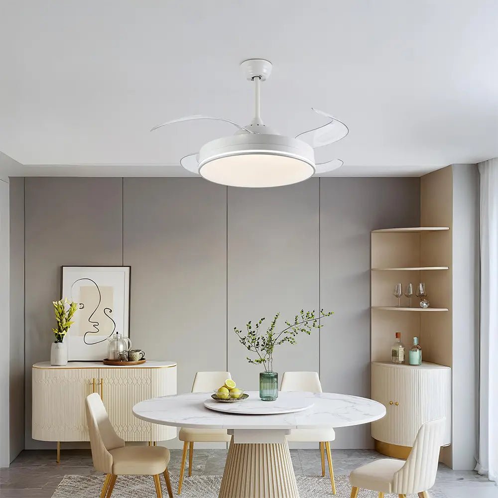Lámpara ventilador techo LED blanca | Mando a distancia - DekoArte