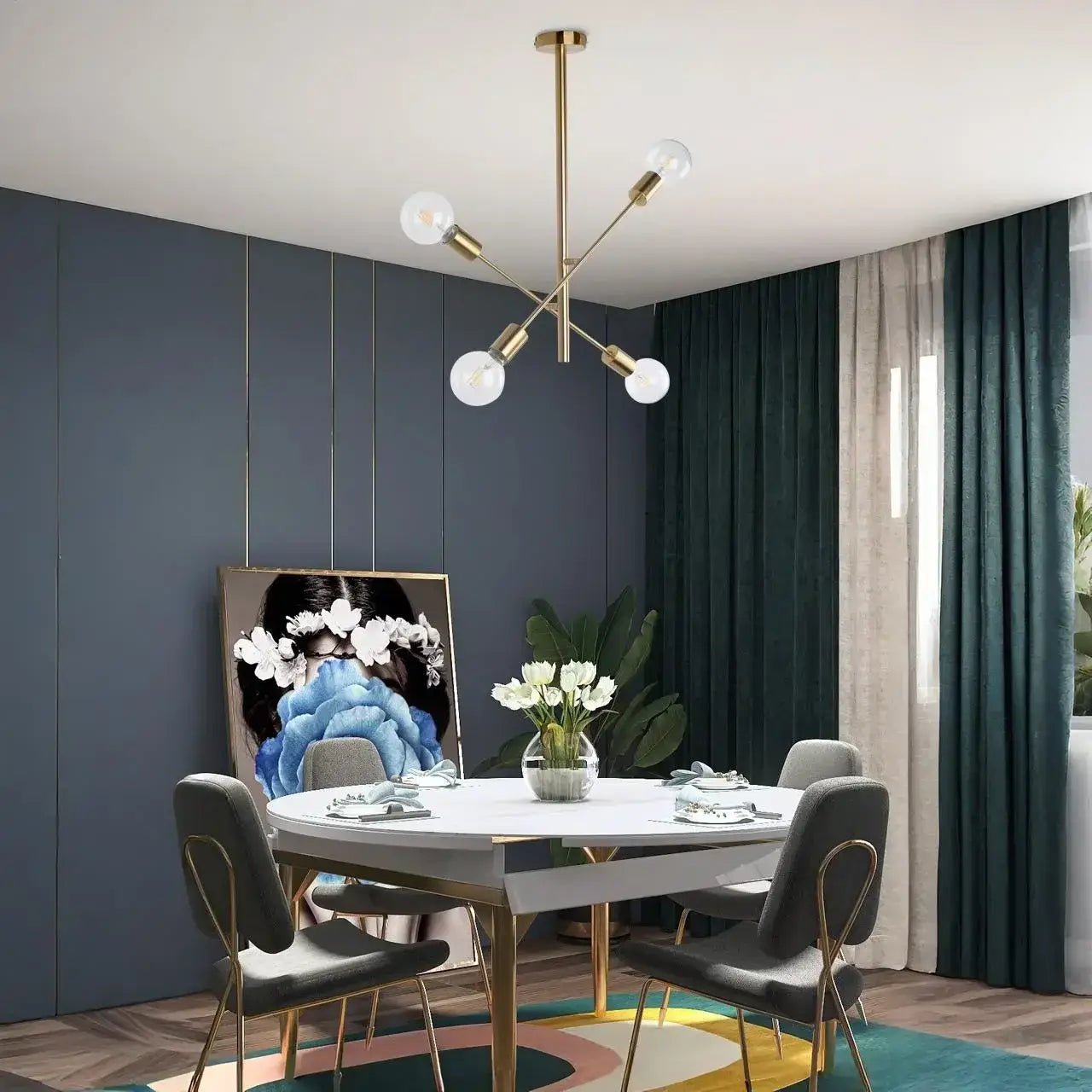 Lámparas de techo modernas 4 portalámparas |Color dorado - DekoArte