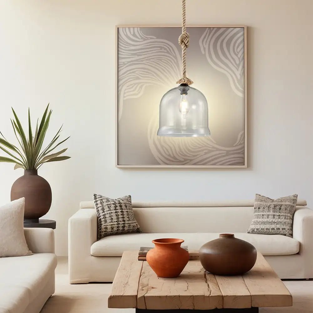 Lámparas de techo rústica de cuerda | Diseño de campana - DekoArte