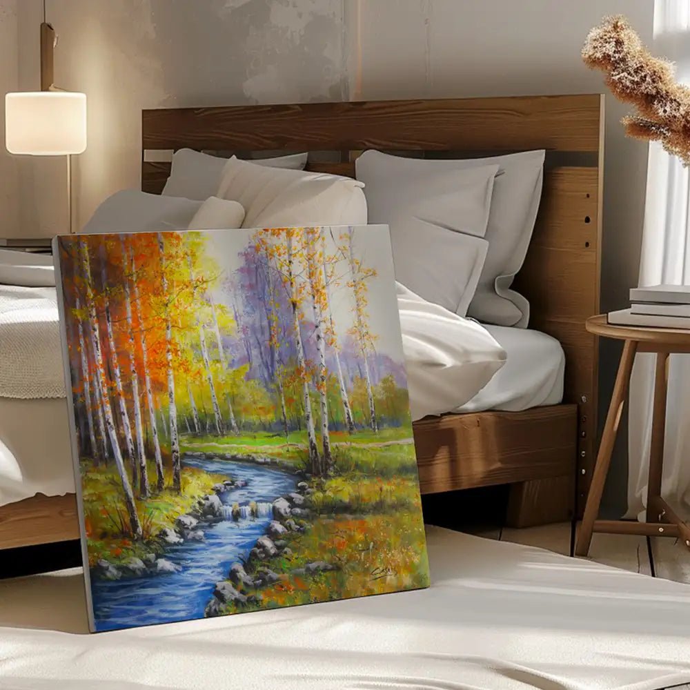 Lienzos pintados a mano | Paisaje otoñal con fuerza cromática - DekoArte