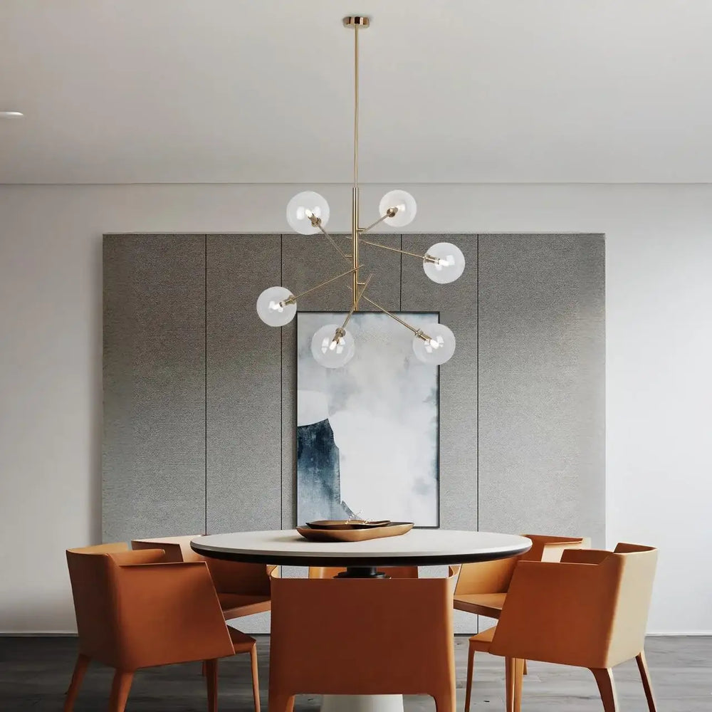 Lámpara colgante de 6 luces en latón cepillado | Estilo moderno