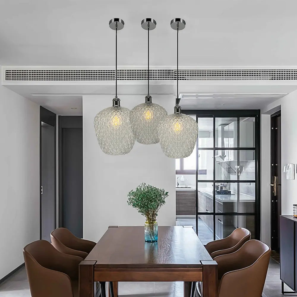 Lámpara colgante de cristal | Transparente y cromo