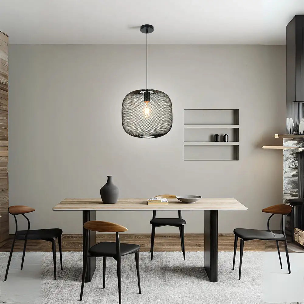Lámpara de techo industrial | Pantalla de malla negra