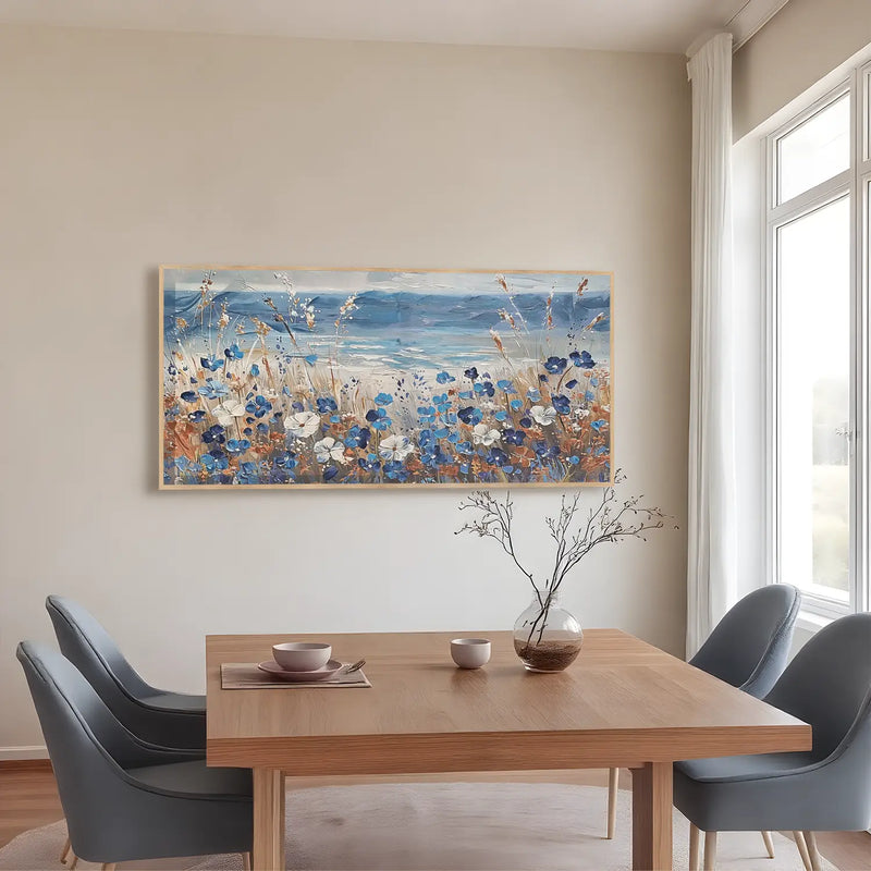 Cuadro pintado a mano mar de flores