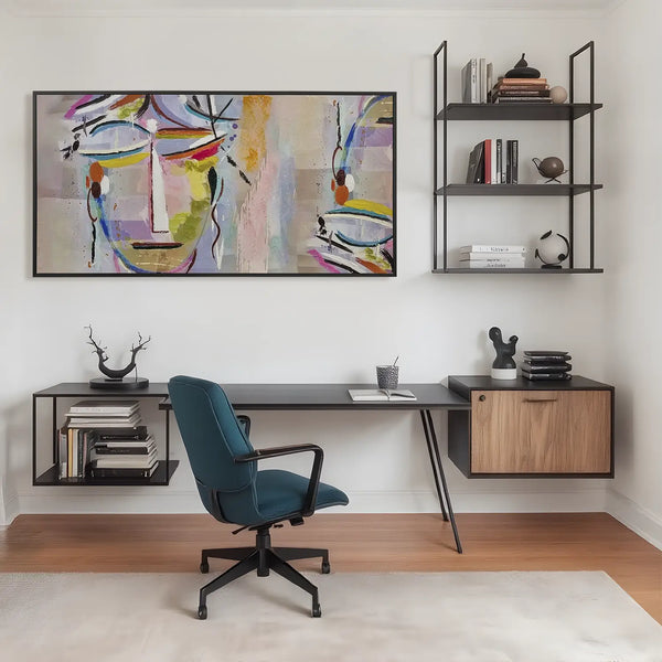 Cuadro pintado a mano caras abstracto