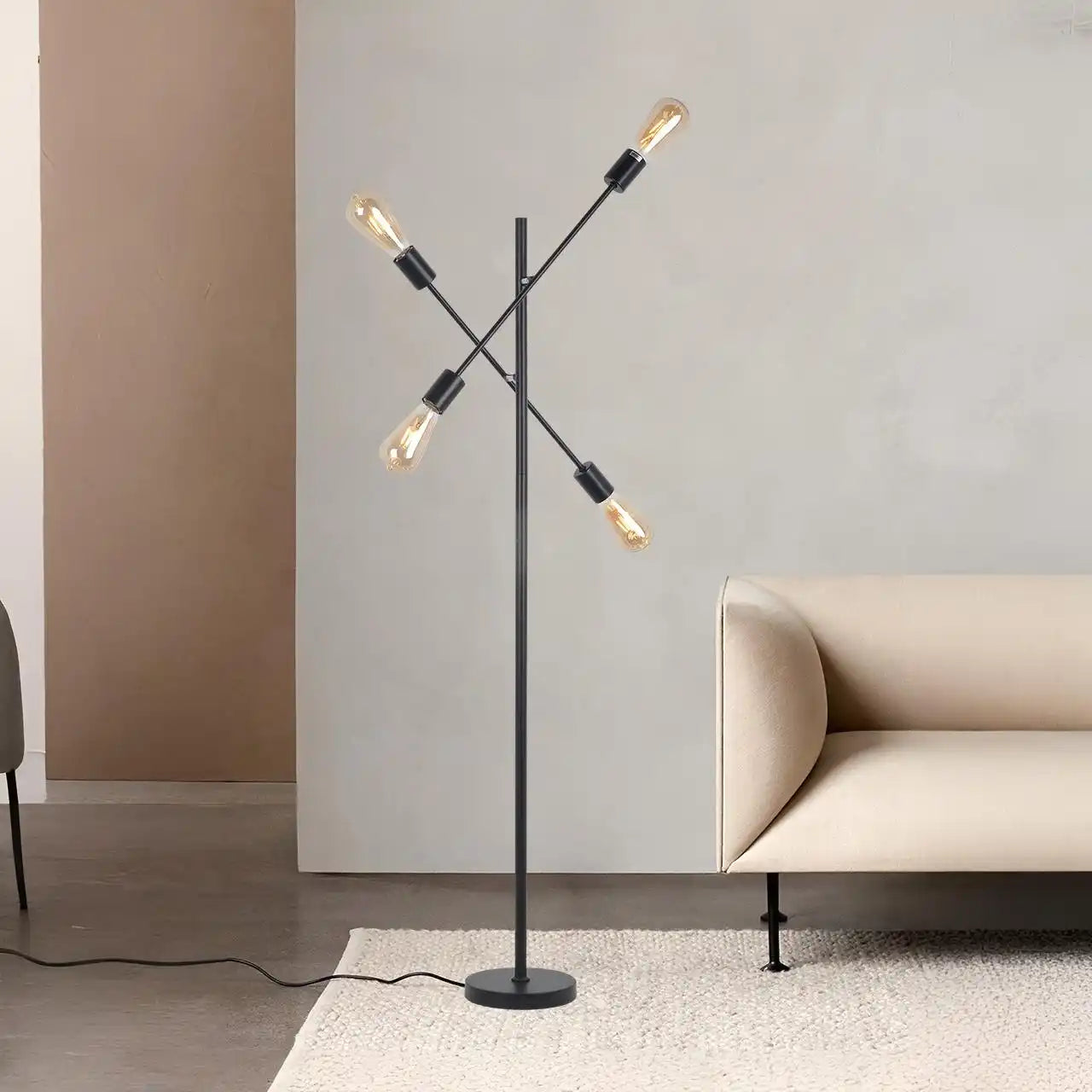 Lámpara de Pie 4 luces| Estilo Industrial
