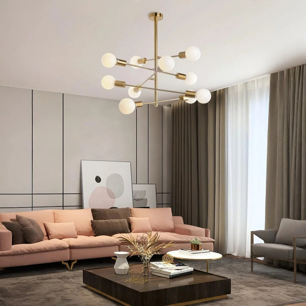 Lámparas de techo modernas con latón cepillado 10 portalámparas