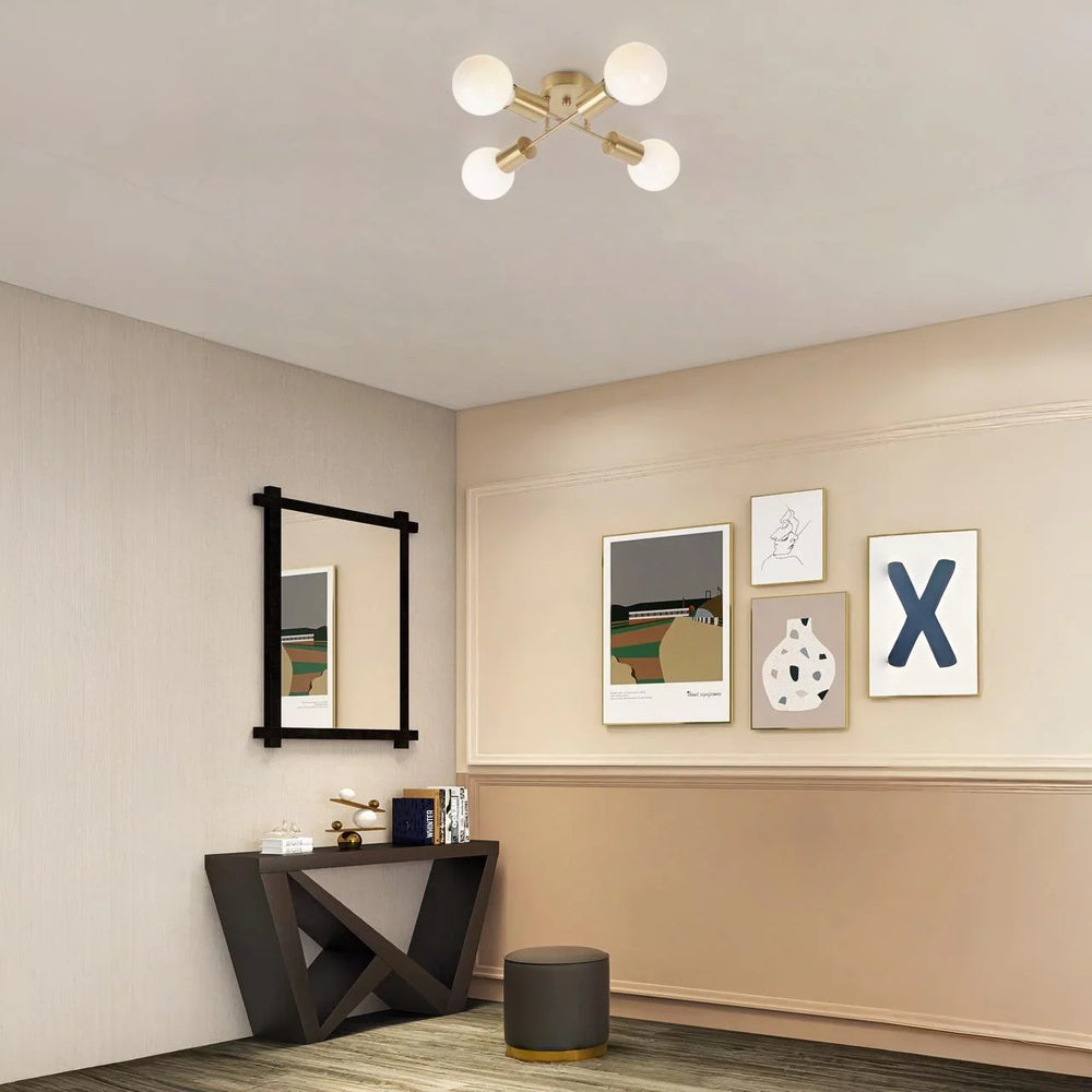 Plafones de techo modernos en dorado retro 4 portalámparas E27