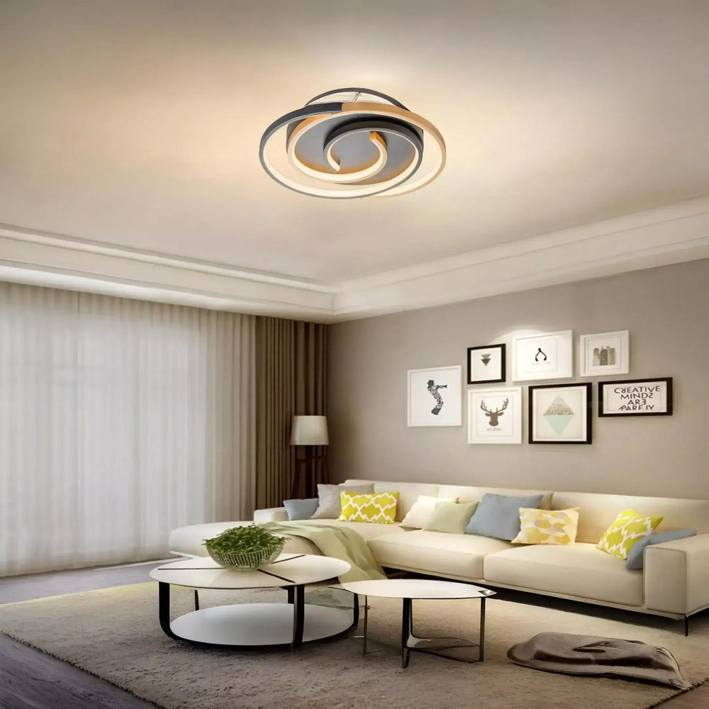 Plafón LED negro y dorado | Diseño Minimalista