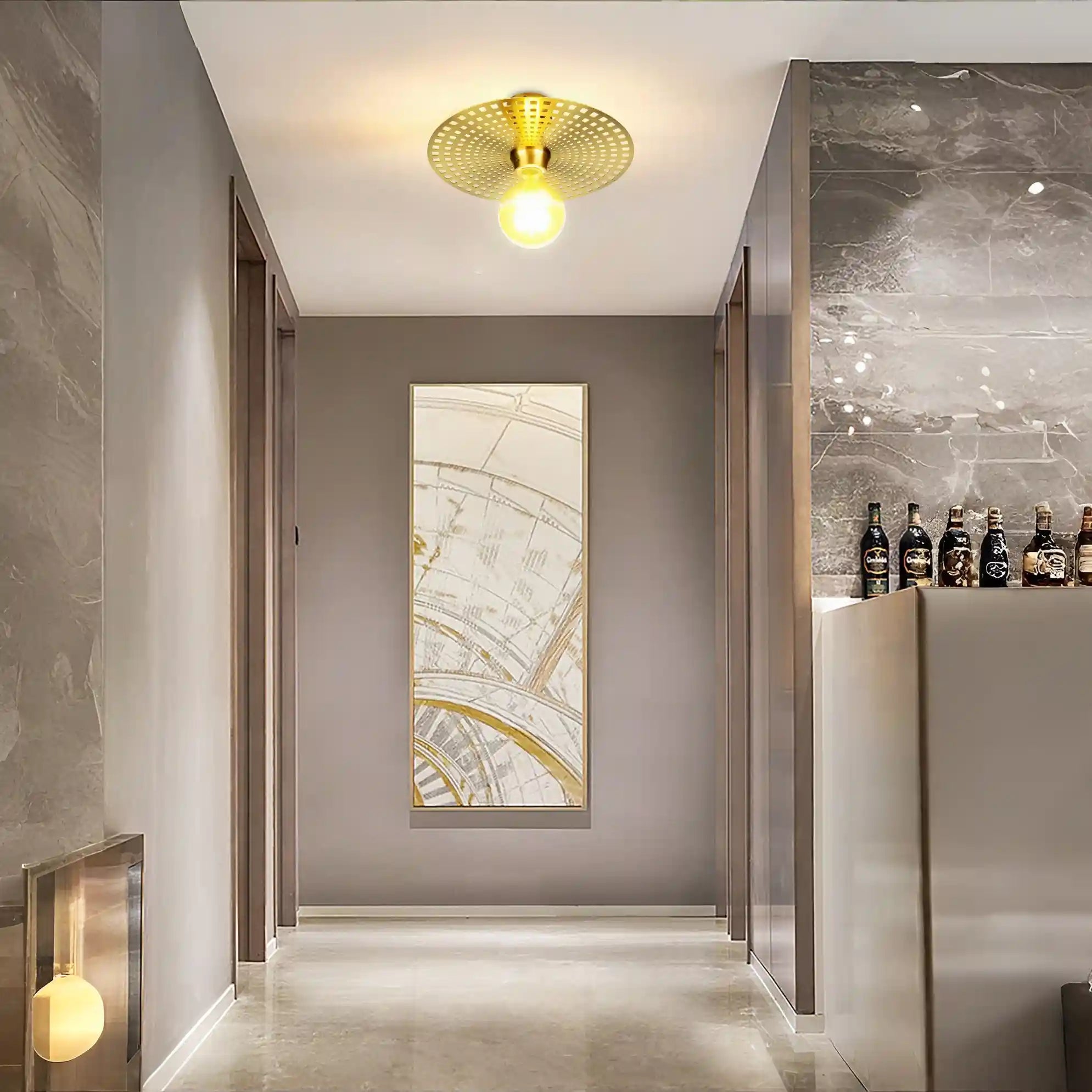 Plafón de techo moderno en latón cepillado - DekoArte