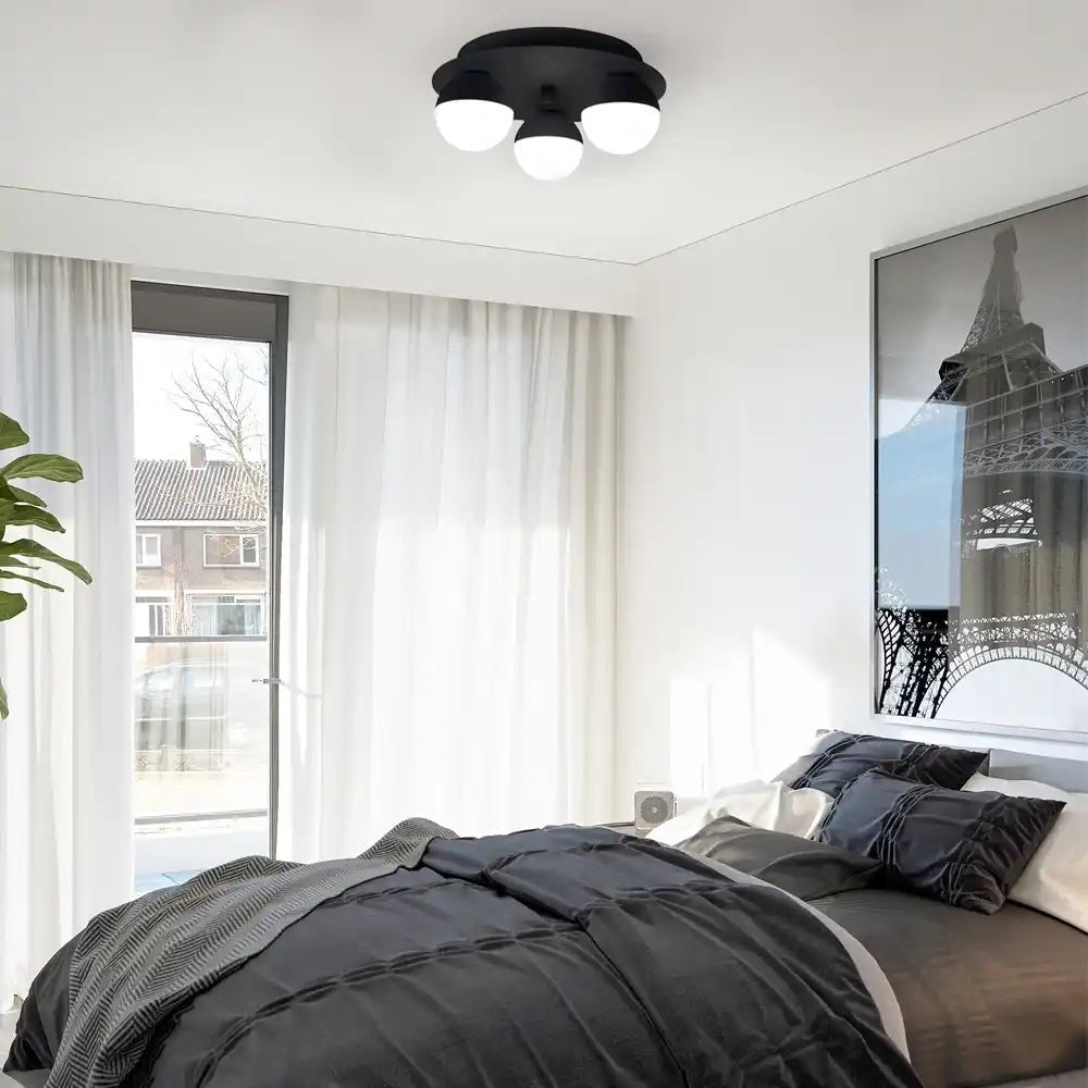 Plafón LED de 3 luces | Color Negro Iluminación moderna y regulable - DekoArte