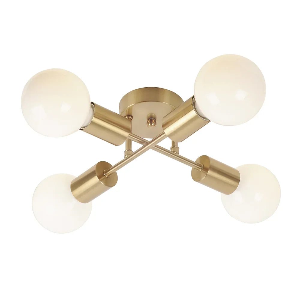 Plafones de techo modernos en dorado retro 4 portalámparas E27 - DekoArte