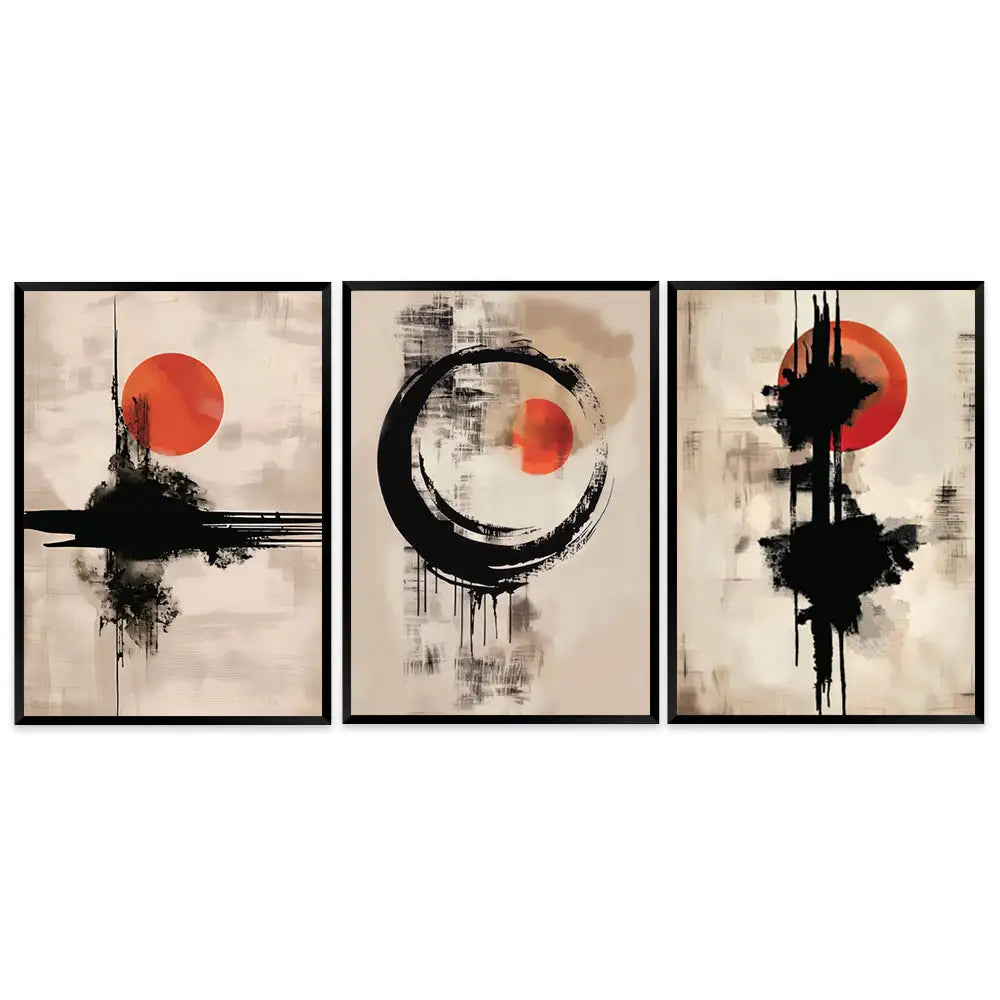 Serie mural de tres obras con contraste gráfico