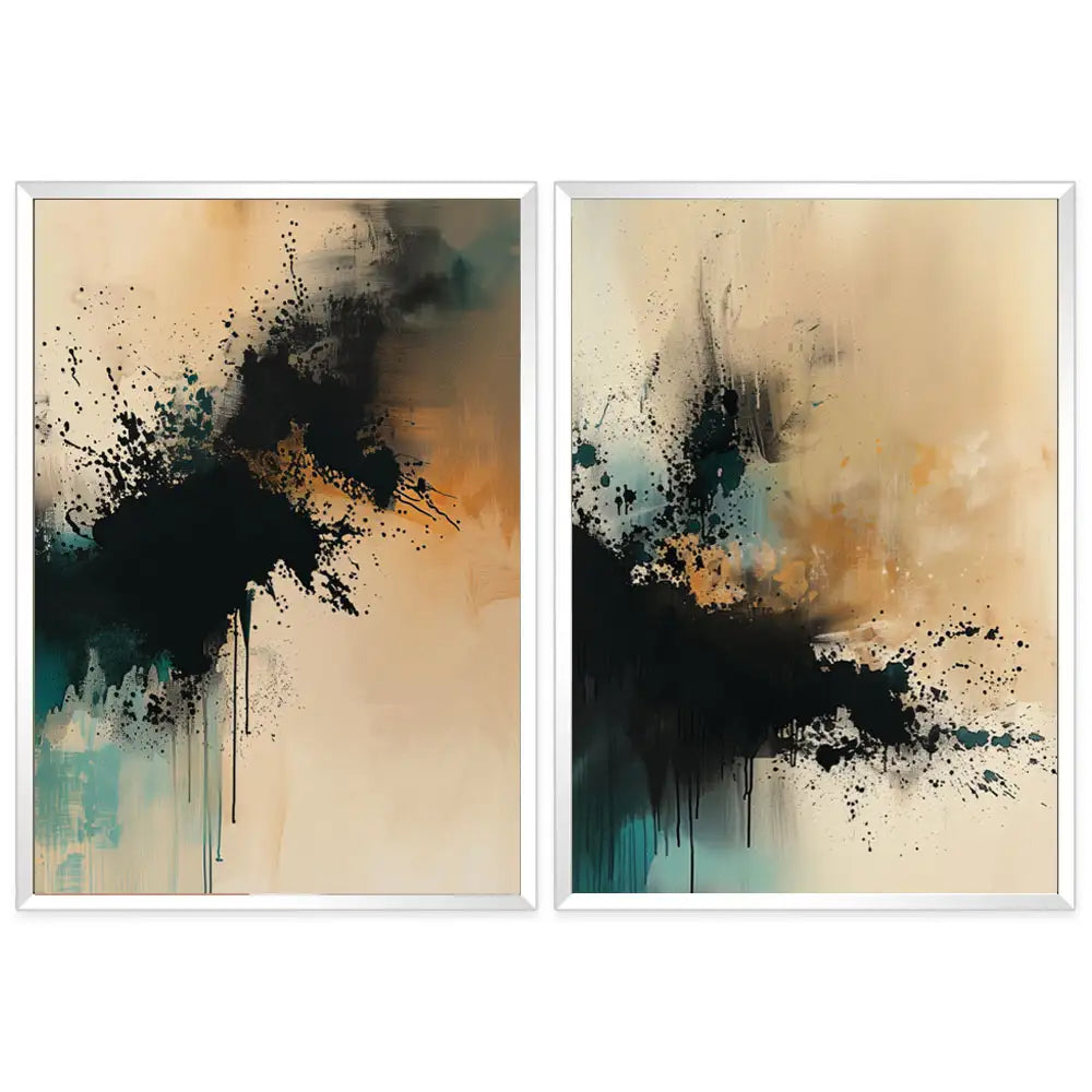 Conjunto decorativo en crema, negro y verde petróleo