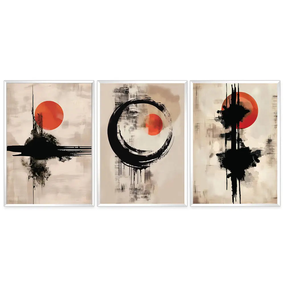 Serie mural de tres obras con contraste gráfico