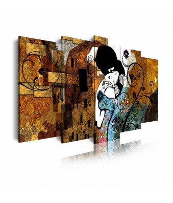Cuadro en Lienzo Triptico El Beso Gutav Klimt