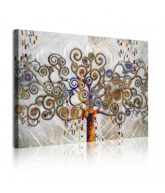 Cuadro en Lienzo Adaptación Arbol de la Vida de Klimt en Color Plata