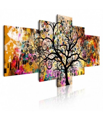 Cuadro en lienzo Tríptico Adaptacion Multicolor del Arbol de la Vida de Klimt