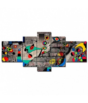 Cuadro en Lienzo Tríptico Arte Moderno de Estilo Miró