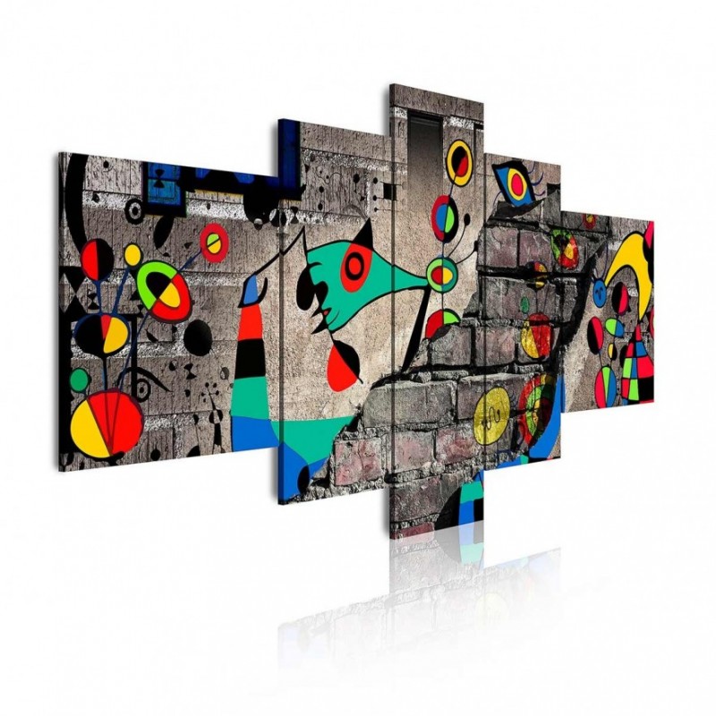 Cuadro en Lienzo Tríptico Arte Moderno de Estilo Miró