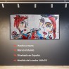 CUADRO PINTADO A MANO CARAS ROJAS