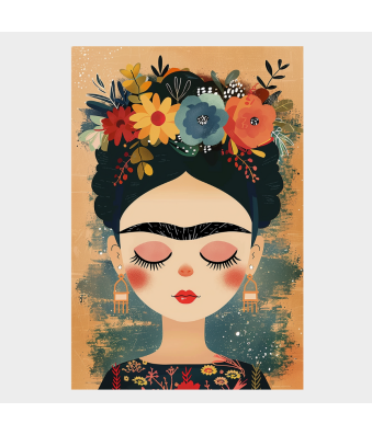 CUADRO MODERNO FRIDA EN FLORES