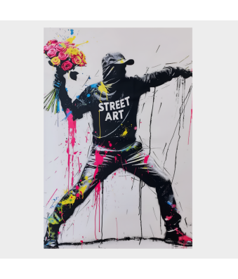 CUADRO BANKSY EL LANZADOR DE FLORES