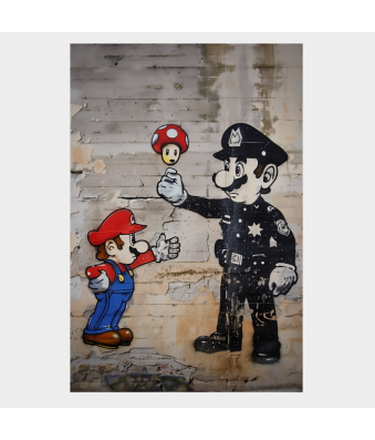 CUADRO BANKSY MARIO Y EL POLICÍA