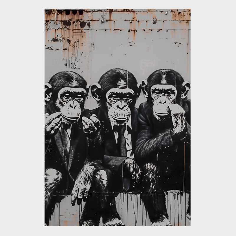 POSTER IMPRESO BANKSY LOS TRES MONOS