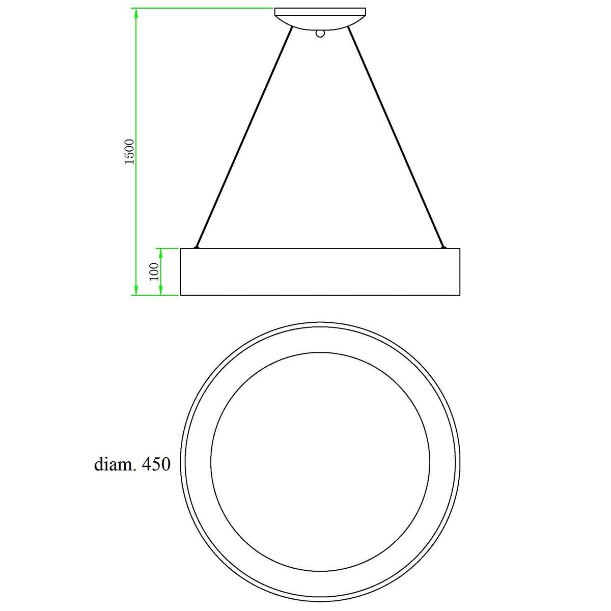 Lámpara de Techo Colgante LED Negra - Diseño Moderno