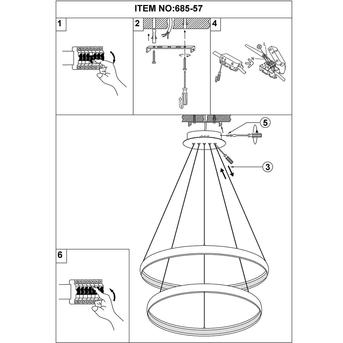 Lámpara Colgante, Estilo Asimétrica, Color Negro, LED 36W, Luz Cálida 2700K