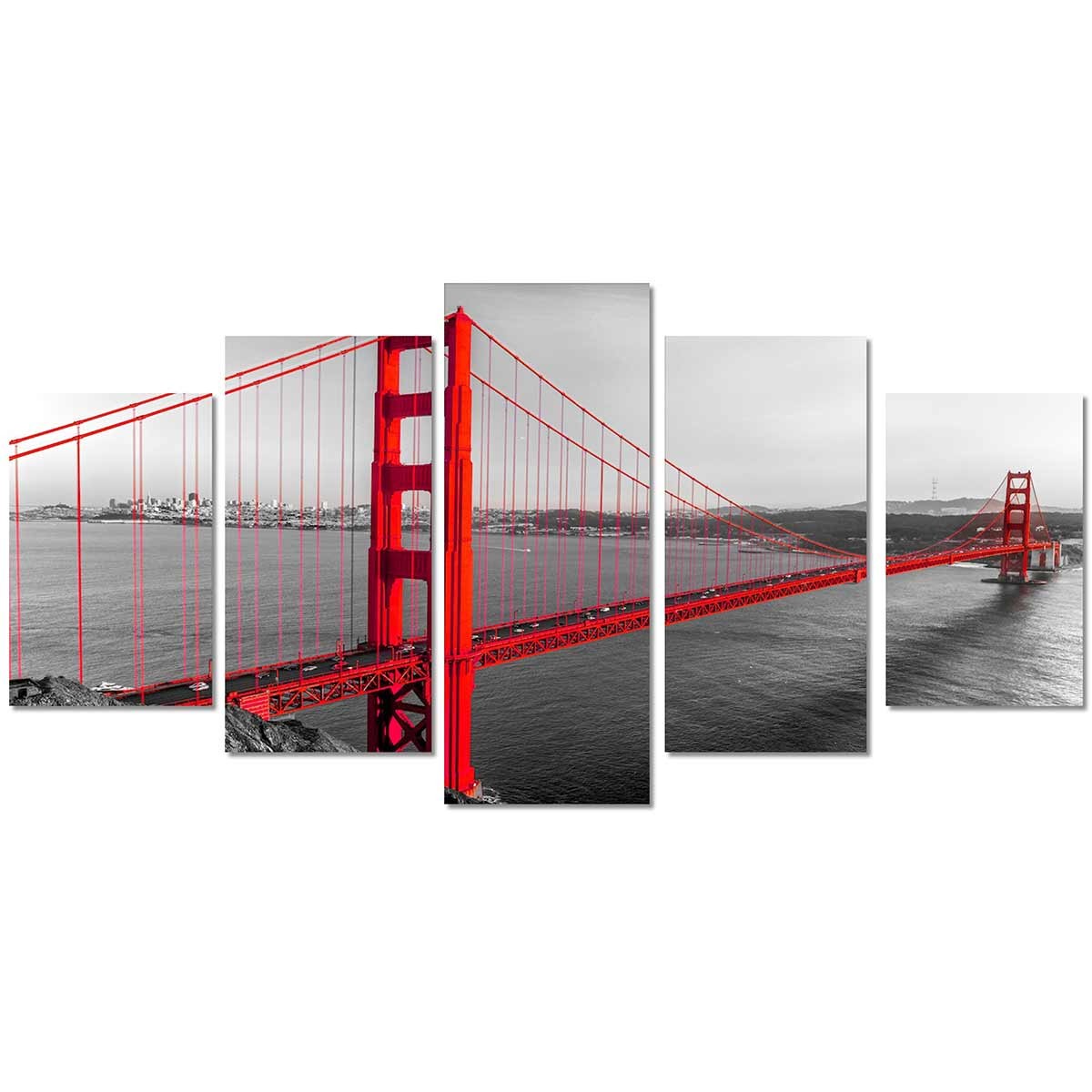 Cuadro Golden Gate 5 Piezas - Decoración Moderna de Ciudades