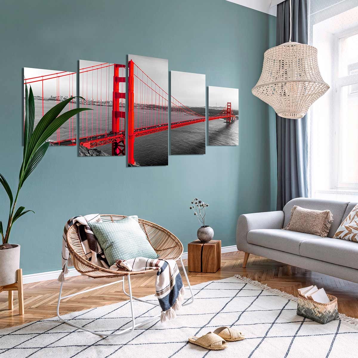 Cuadro Golden Gate 5 Piezas - Decoración Moderna de Ciudades