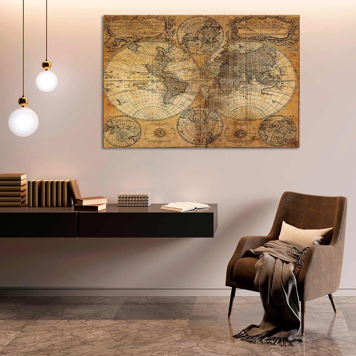 Cuadro Vintage Mapa del Mundo - Decoración para Salón