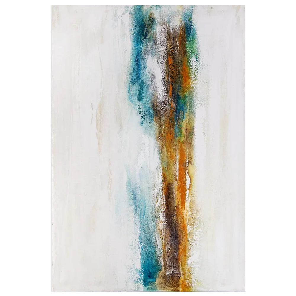 Cuadro abstracto pintado a mano con textura en tonos turquesa