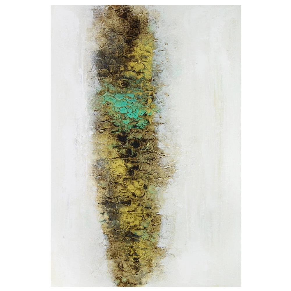 Cuadro con relieve pintado a mano en tonos tierra y dorado