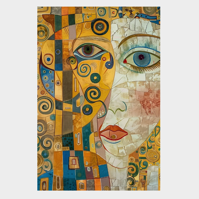 LÁMINA DECORATIVA ROSTRO ABSTRACTO KLIMT