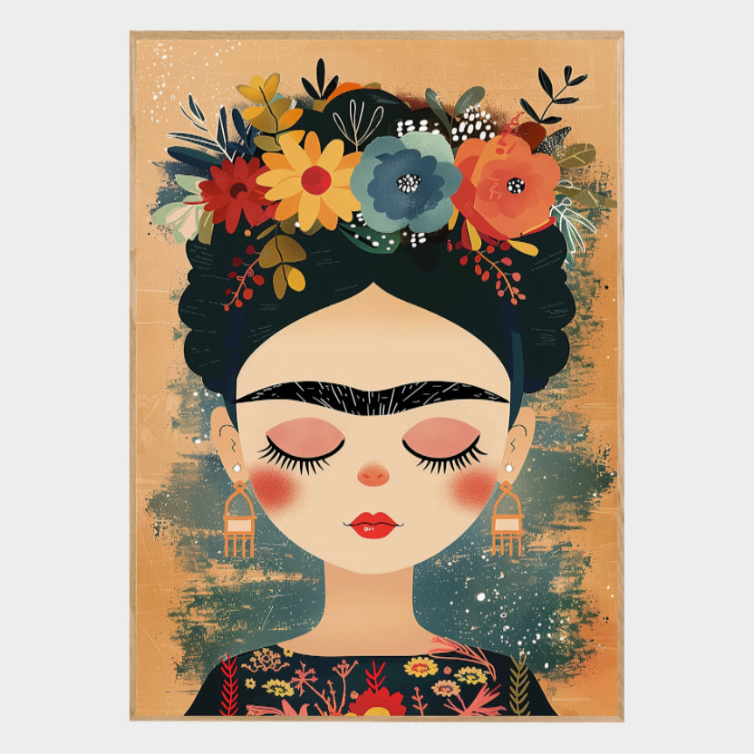 CUADRO MODERNO FRIDA EN FLORES