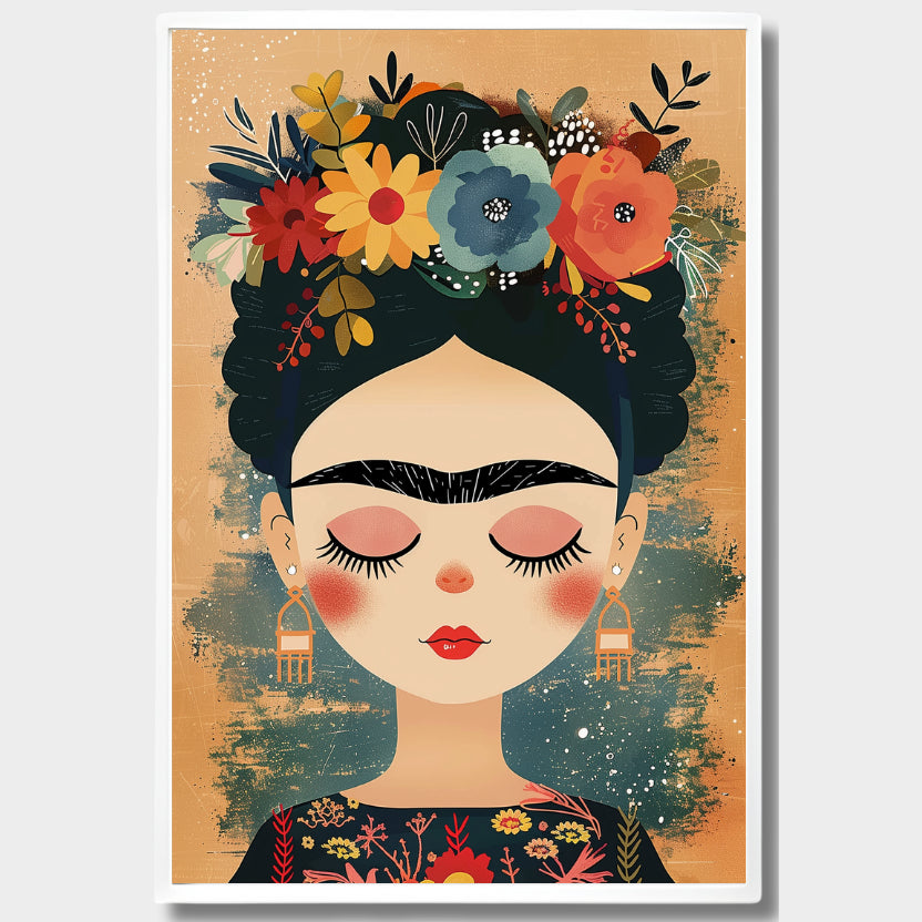 CUADRO MODERNO FRIDA EN FLORES