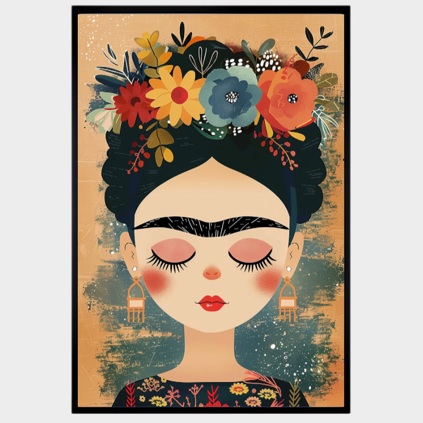 CUADRO MODERNO FRIDA EN FLORES