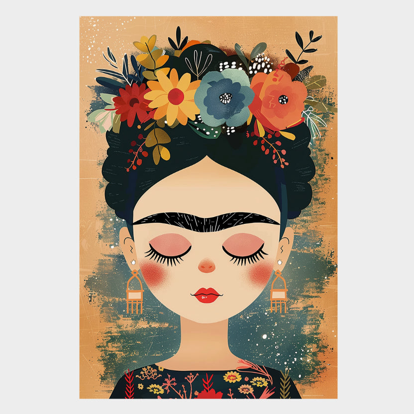 CUADRO MODERNO FRIDA EN FLORES