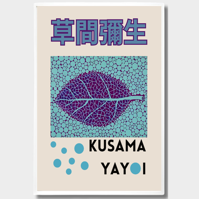 CUADRO MODERNO HOJA AZUL KUSAMA