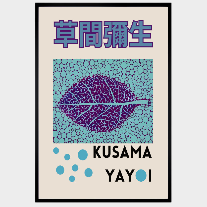 CUADRO MODERNO HOJA AZUL KUSAMA