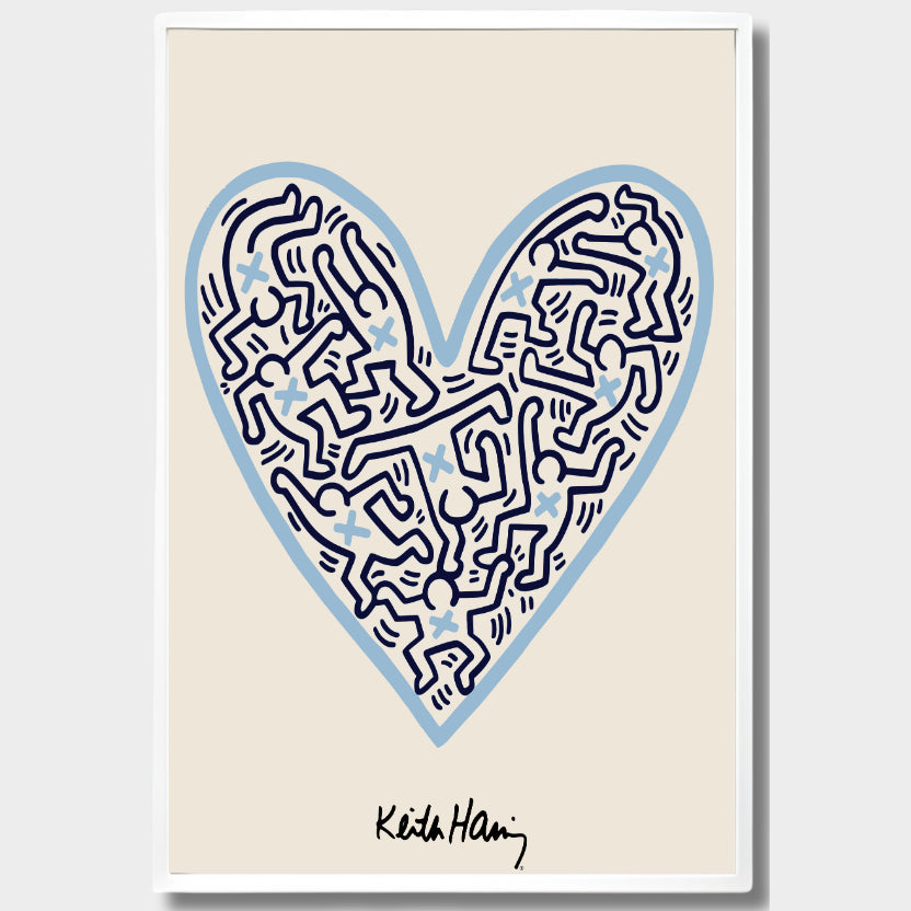 CUADRO MODERNO HARING CORAZÓN AZUL