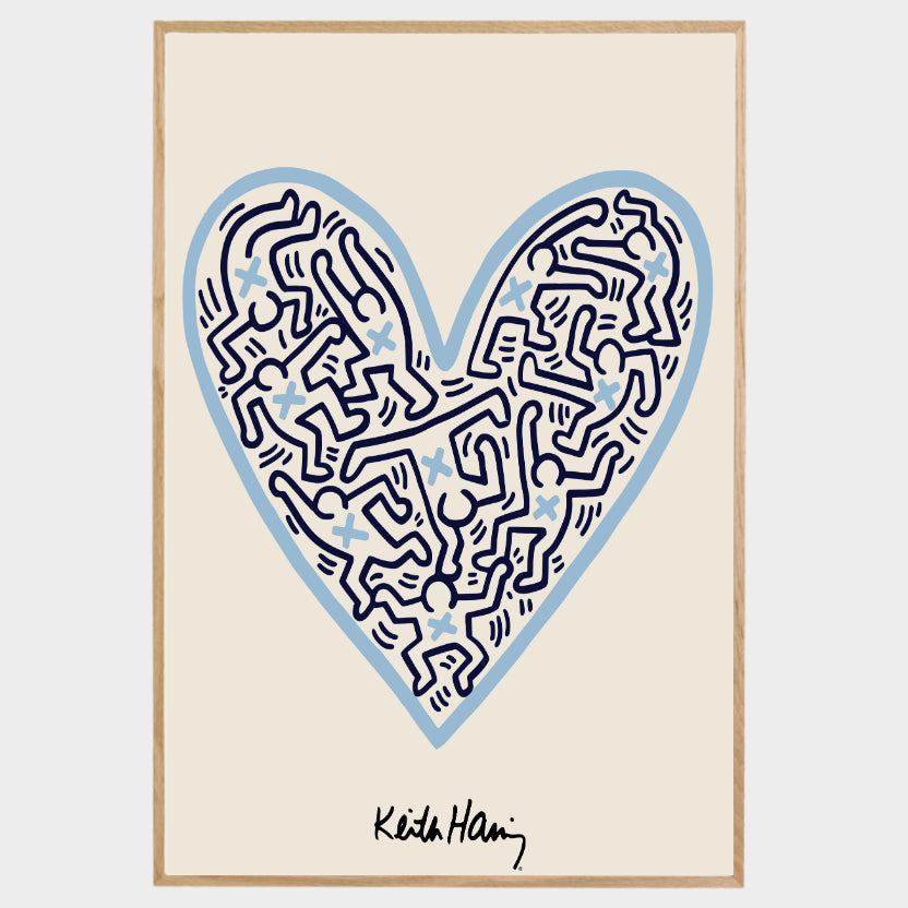 CUADRO MODERNO HARING CORAZÓN AZUL